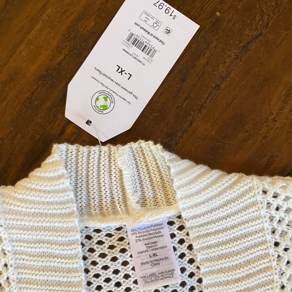 NWT Time and Tru White Women's Crochet Layering Duster Size L-XL - Picture 6 of 12